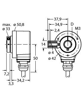 TURCK 1544903 / RI-12H12T-2B1024-C 1M Encoder Sensors