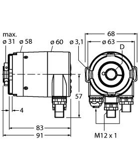 TURCK 1544445 / RM-36B12E-9A28B-R3M12 Encoder Sensors